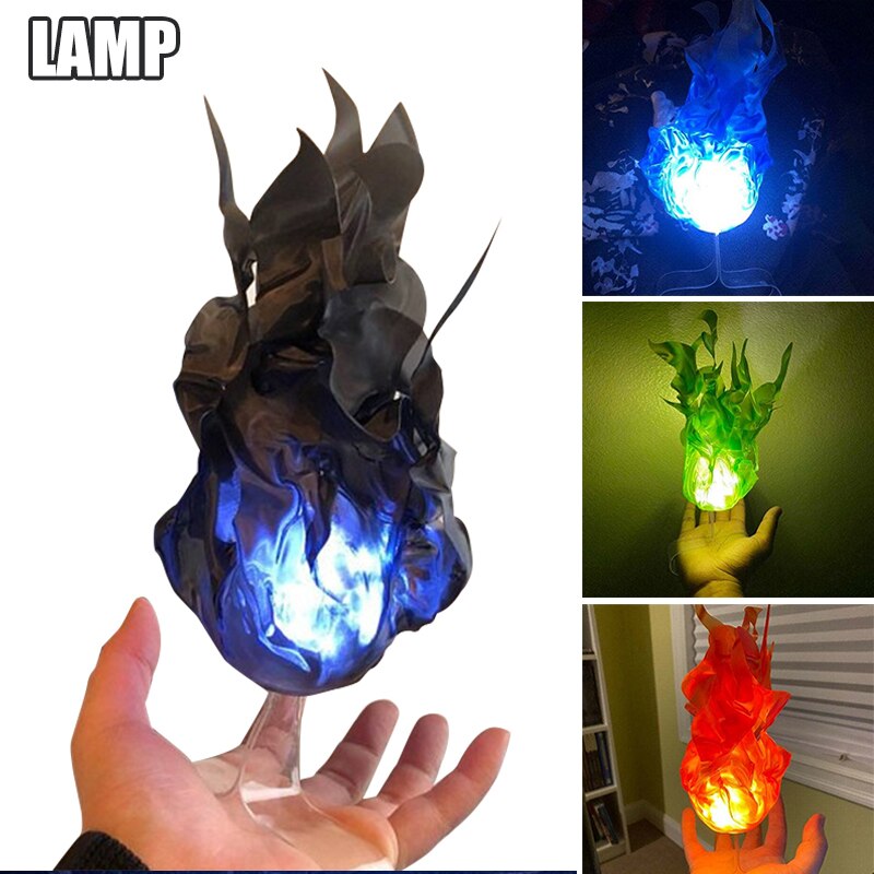 Simulation Floating Fireball Lamp Artificial Fire Flame With Clear Wearable Stand Halloween Decor Props C1