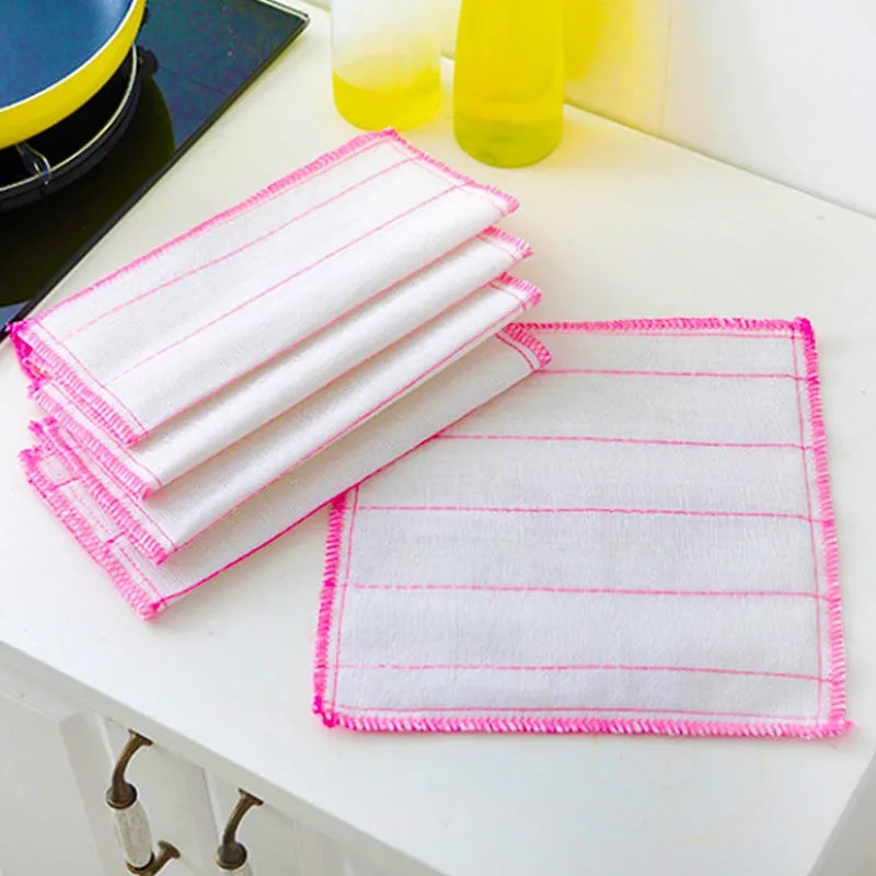Hilo de algodón no aceitoso para el hogar, paño de limpieza de fibra de madera, absorbente, grueso, suministros de cocina, 28x28cm, 10 Uds.
