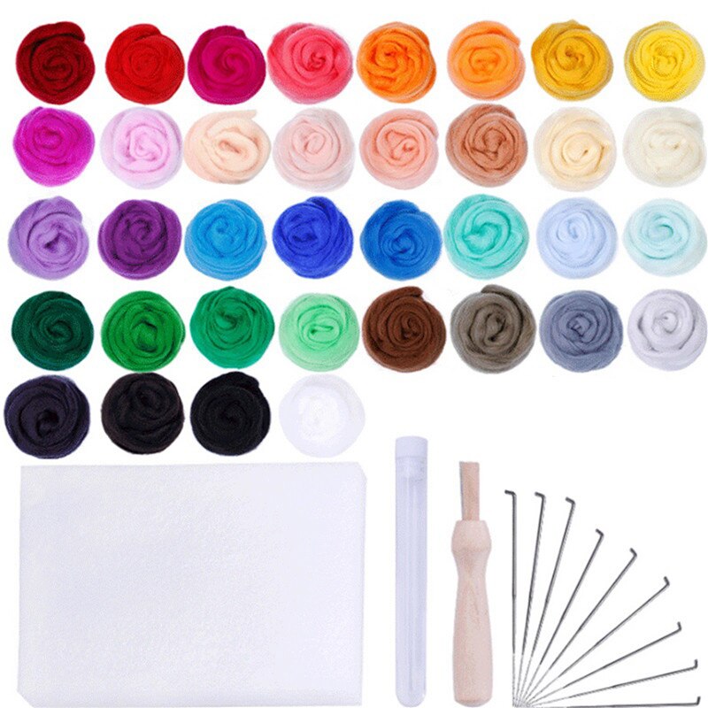 Needle Felting Kit Set Wool Felting Tools 16/25/50 Color Non-finished Felt Needle Craft Accessories Pack Felting Fabric Material
