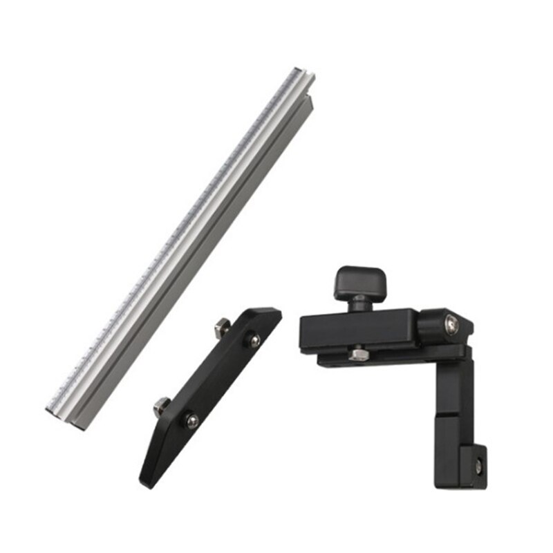 450mm Miter Gauge with Track Stop Table Saw Woodworking Tools DIY Push Handle Simple Style Backer Aluminum and Bakelite: L