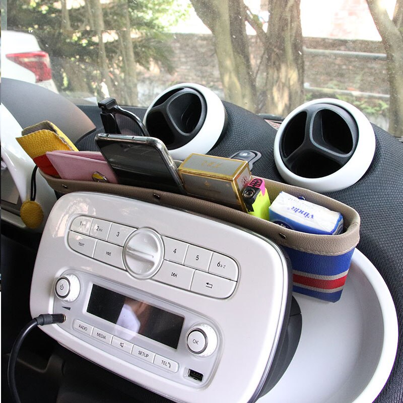 Smart 451 453 Fortwo Forfour Car Front Dashboard Storage Box PU Leather storage box container