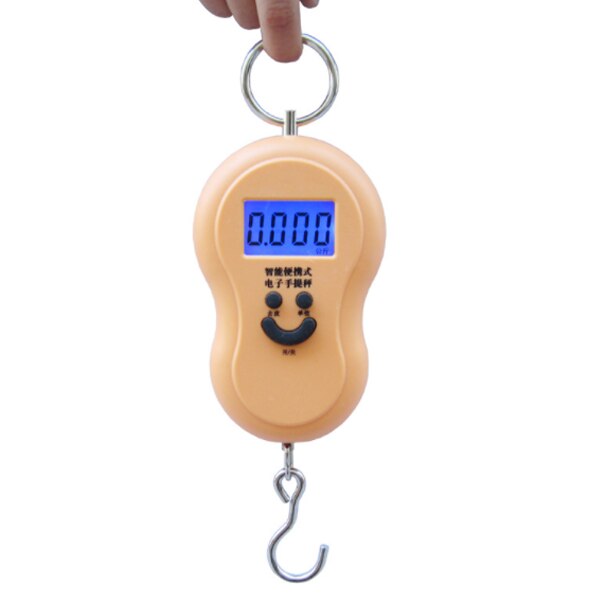 Oauee 50kg mini digital vægt til fiskebagage rejsevægtning køkken stålgård hængende elektronisk krogvægt kg/lbs/jin/oz: Orange