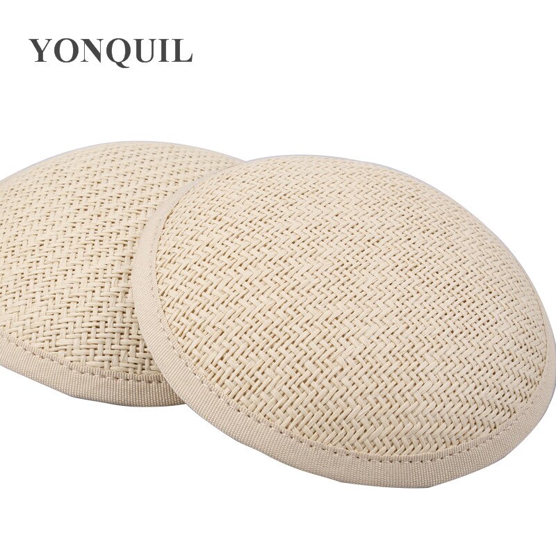 Beige solid 13CM round Imitation Sinamay fascinator base material cap DIY hair accessory millinery decorative Ladies party hat
