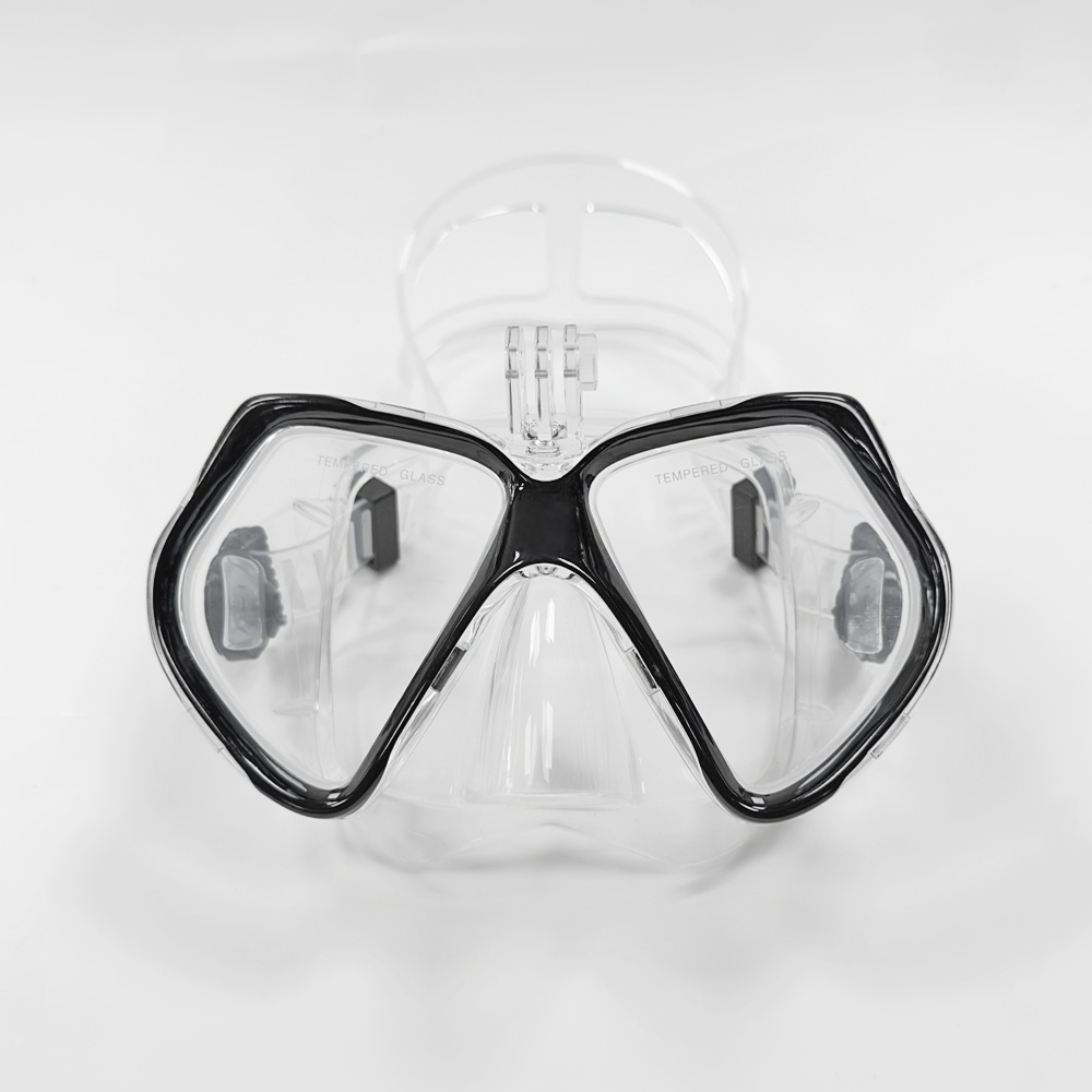 Máscara de buceo, gafas de natación para GoPro, cámara deportiva subacuática, vidrio templado, tubo de snorkel seco , adultos y jóvenes: Morado