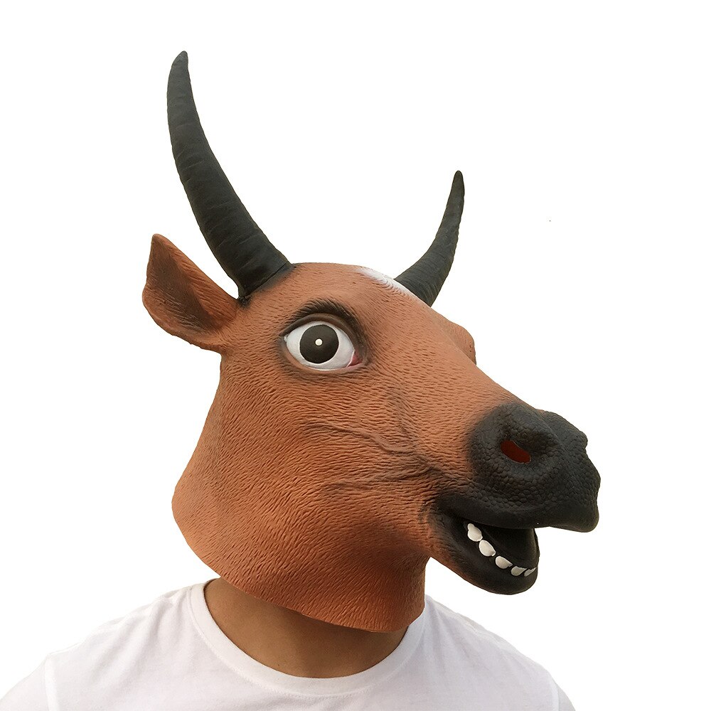 Voksen tyr hoved maske fest essentiel halloween cosplay kostume teater latex tyr maske dyre kostume fest maskerade maske: Default Title