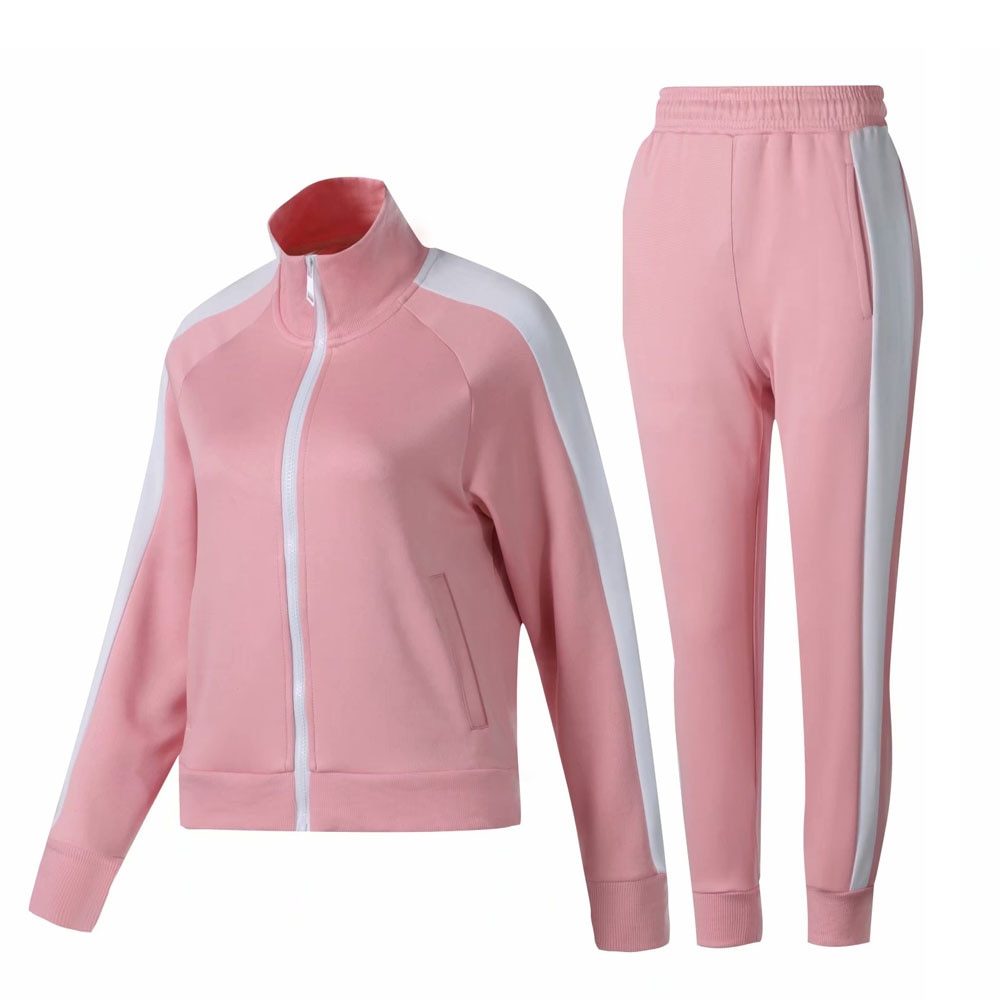 Donna Manica Lunga Set Calcio Calcio Giacche e giubbotti Pantaloni delle ragazze Tuta Tuta Allenamento di Calcio uniforme rosa rosso