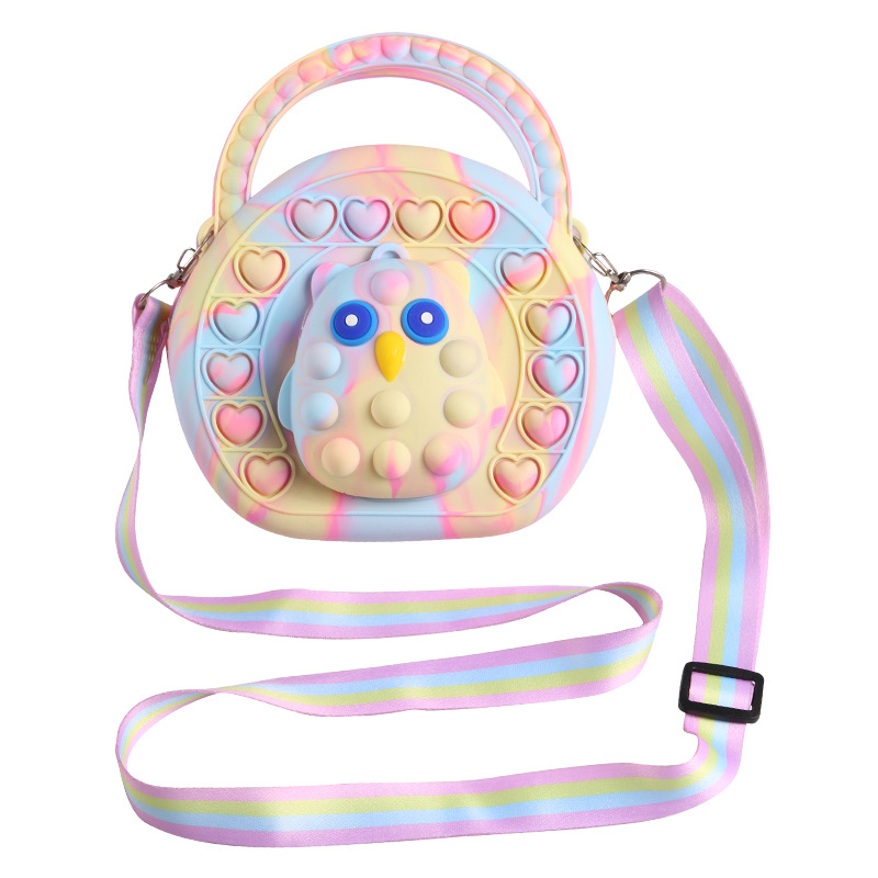 Sac à main rond avec hibou Pop It pour enfants, sensoriels, Anti-Stress, jouet à presser: 2