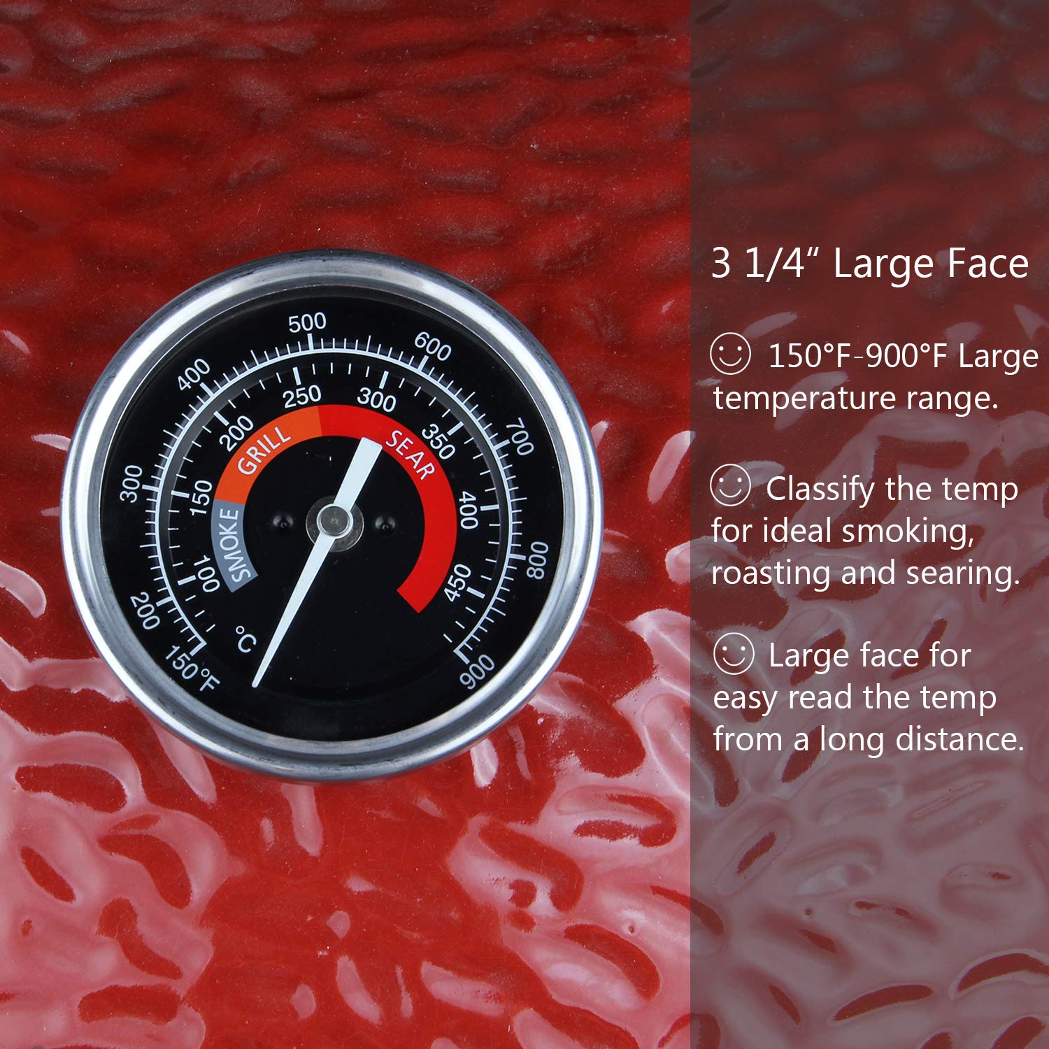 1/Pcs BBQ Grill Temperature Gauge Waterproof Large Face Barbecue Charcoal Grill Stainless Steel Cooking Thermometer