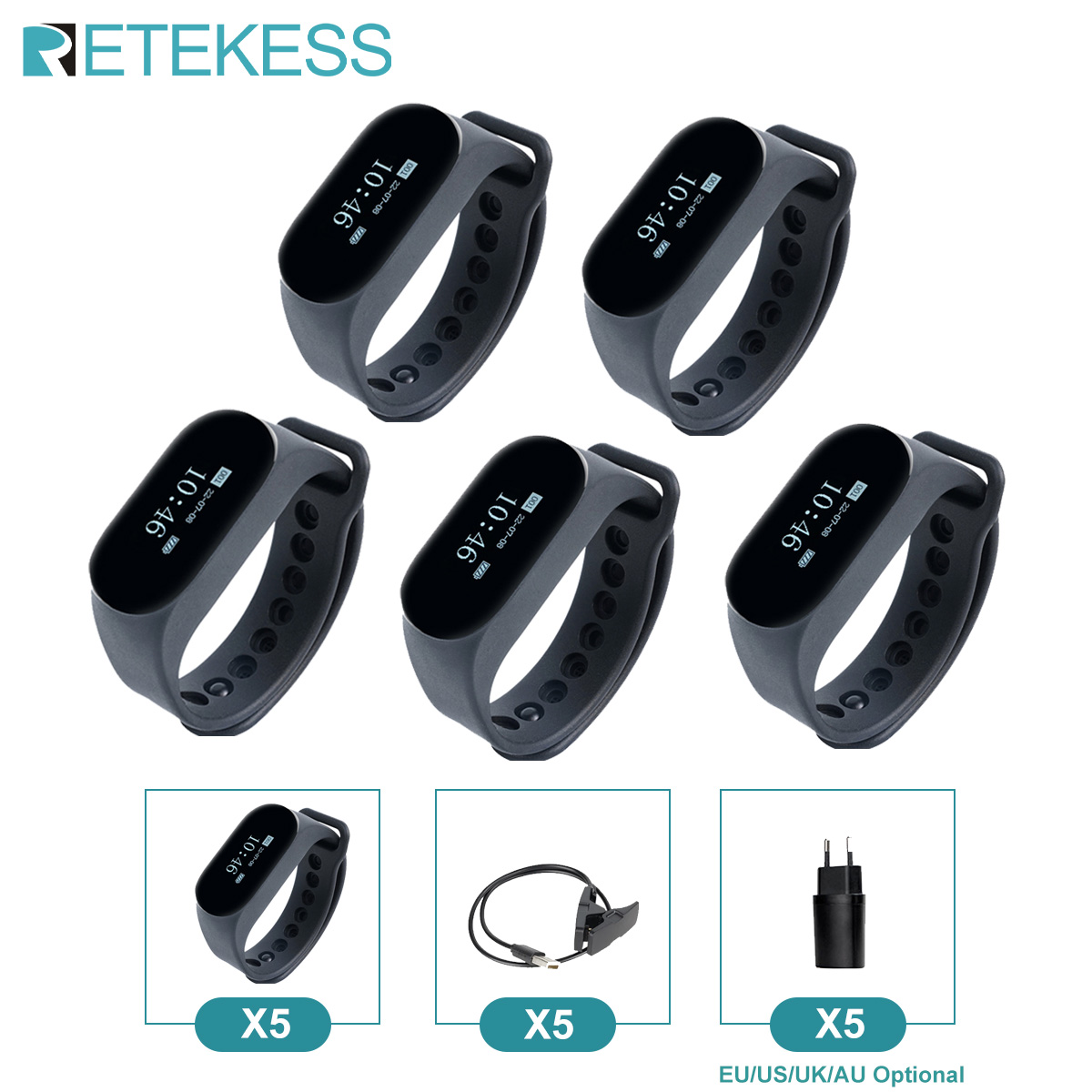 RETEKESS Restaurant Pager Draadloos Ober Oproepsysteem TD112 Waterdicht Horloge Pager Ontvanger T117 Belknoppen voor Cafe Bar
