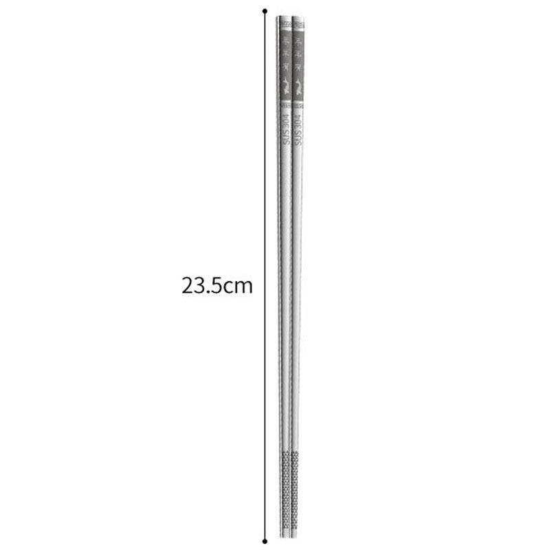Vacclo 1pair 304 Stainless Steel Chopsticks Titanium Plated Gold Colorful Non-slip Square Household Stainless Steel Tableware