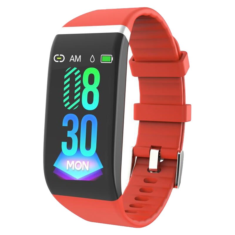 Fitness Bracelet Blood Pressure Pedometer Waterproof Smart Band Heart Rate Monitor Fitness Tracker Watch Men Women Sport Clock: C919 Red