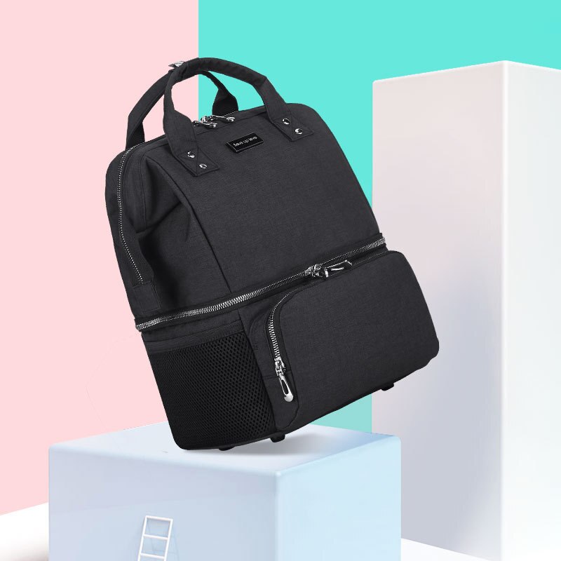 Landuo-bolsas de pañales para mamá, gran capacidad, mochilas de pañales de viaje con cambiador, prácticas bolsas para lactantes: Classic Black