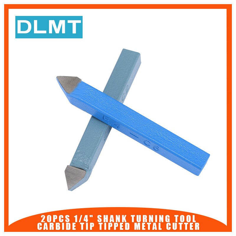 20 pc 1/4 Schacht Draaigereedschap Carbide Tip Getipt Metalen Cutter C-2/C-6 Grade Bits CNC Snijden Draaibank Gereedschap houder