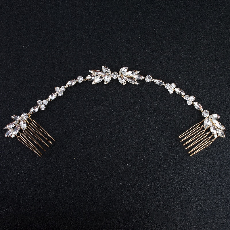 Accesorios sencillos para el cabello para novia, peine de cristal para el pelo, accesorios para vestido de novia, oro y plata