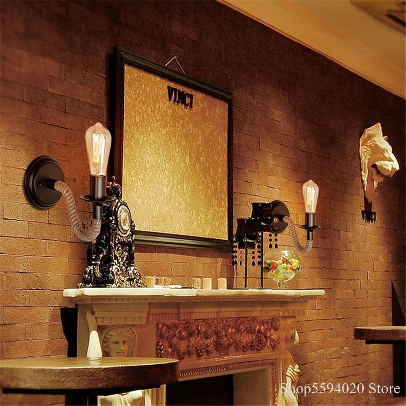 Hanf Seil Zauberstab Lampe Amerikanischen retro Licht Zauberstab Leuchte Wohnzimmer Dachgeschoss Beleuchtung Eitelkeit Licht Innen Leuchte Zauberstab Lichter Schlafzimmer Lampe