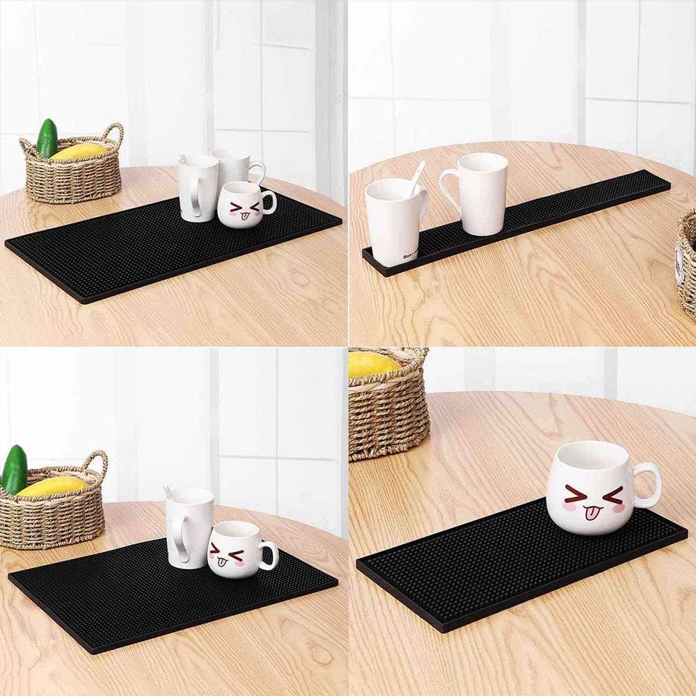 1 stuk antislip rubberen barmat pvc onderzetter zwarte keuken placemat rechthoek waterdicht bier whisky bar accessoires
