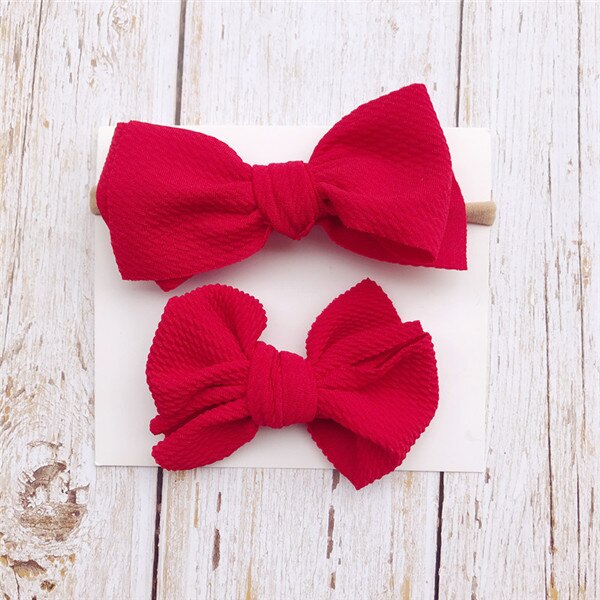 2 pçs/lote 5'Baby Bagunçado de Tecido Arco Cabeça + Recém-nascidos Grande Arco de Cabelo Menina clipe Arcos de Cabelo Turbante Headwrap Infantil Bebes Bowknot Tie: Vermelho