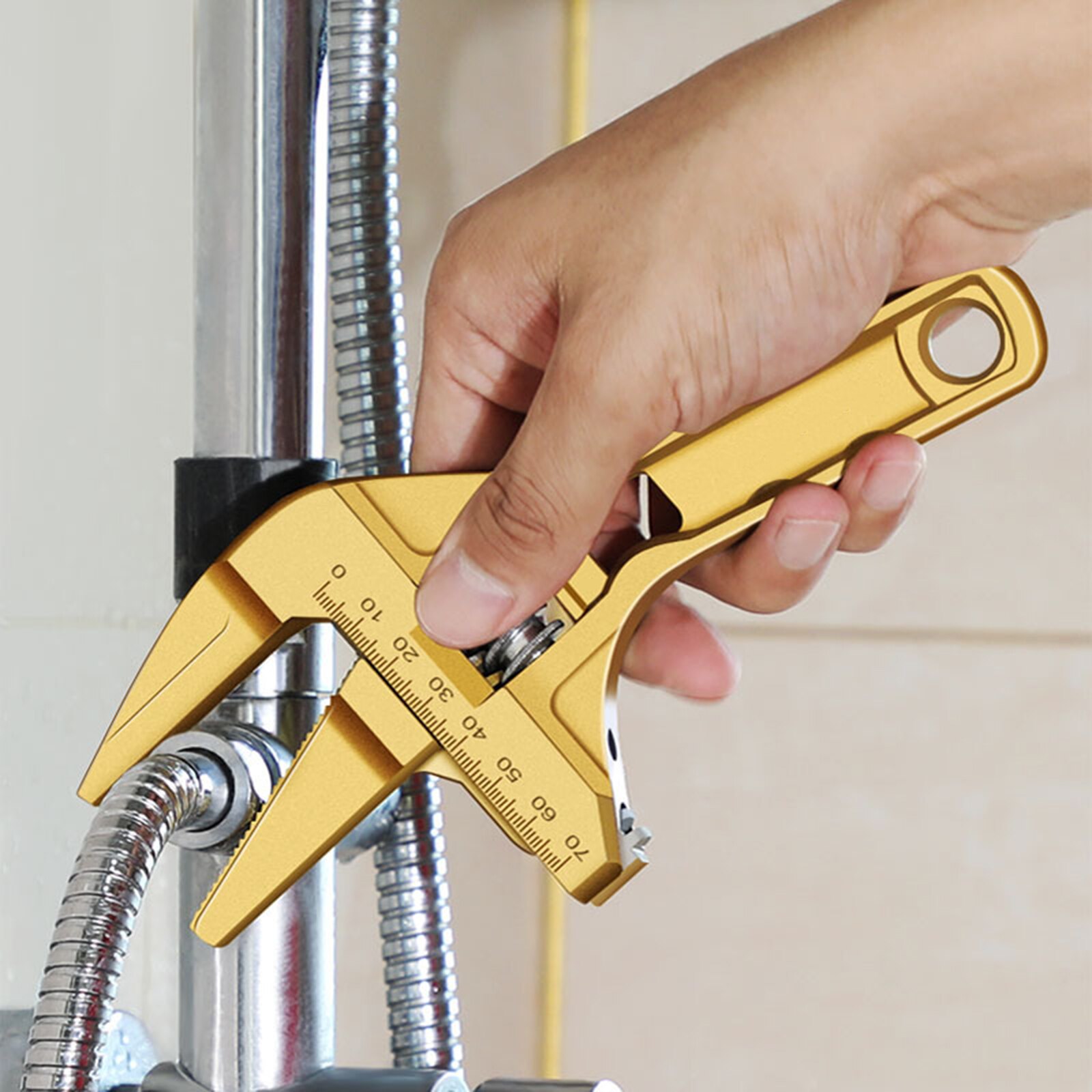 Open End Wrench Multifunctional Wrench Short Handle Large Opening Maintenance Wrench Adjustable Wrench for Bathroom Sewer Faucet