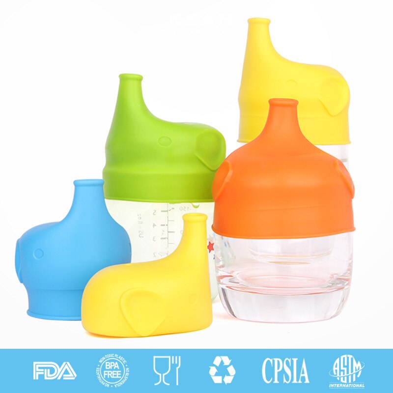 Silicone Sippy Lids for Baby Drinking Converts Any Cup or Glass to a Cup Makes Drinks Spillproof