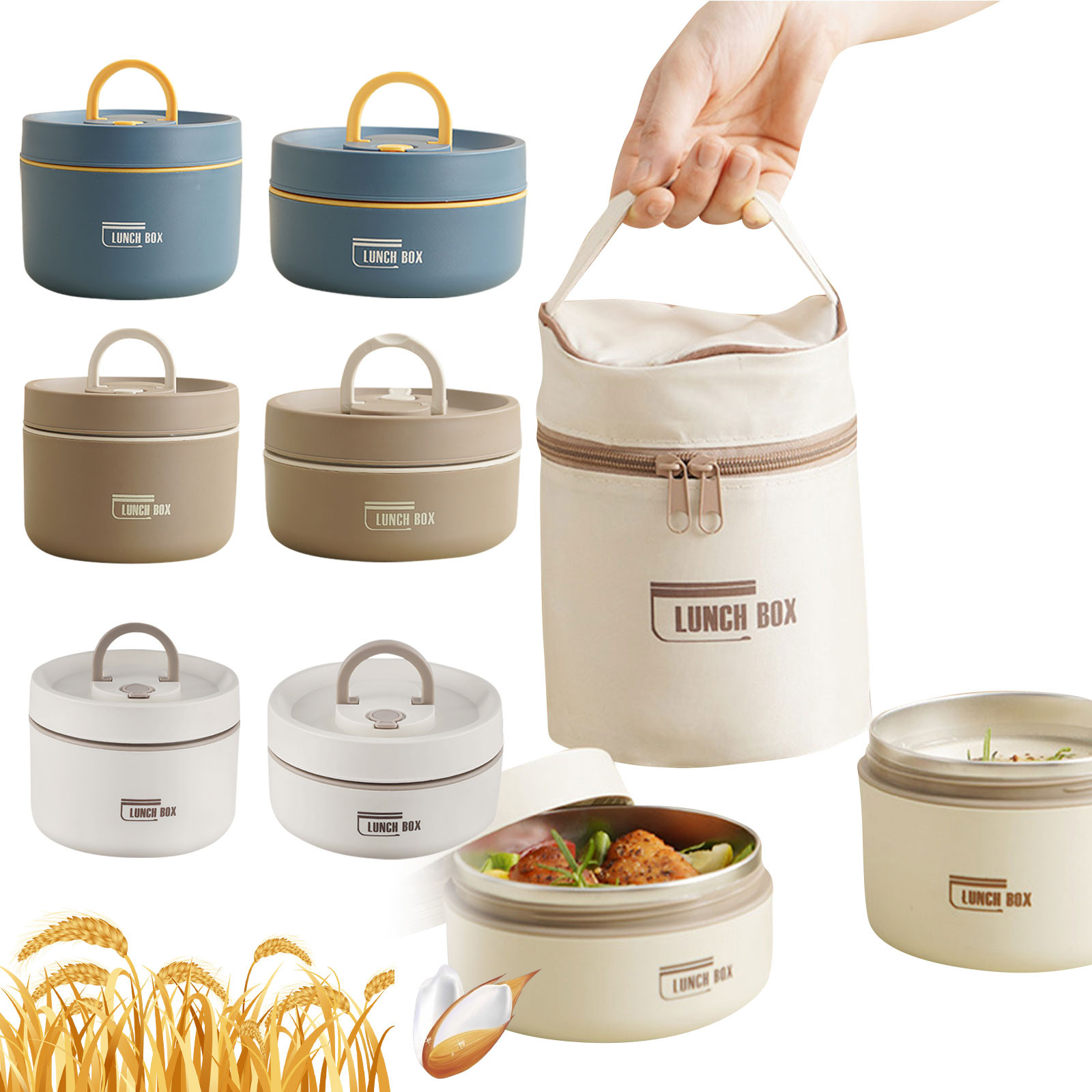 Thermische Lunchbox Bento Box Draagbare Geïsoleerde Lunchcontainer Stapelbare Lekvrije Roestvrijstalen Voedselcontainer
