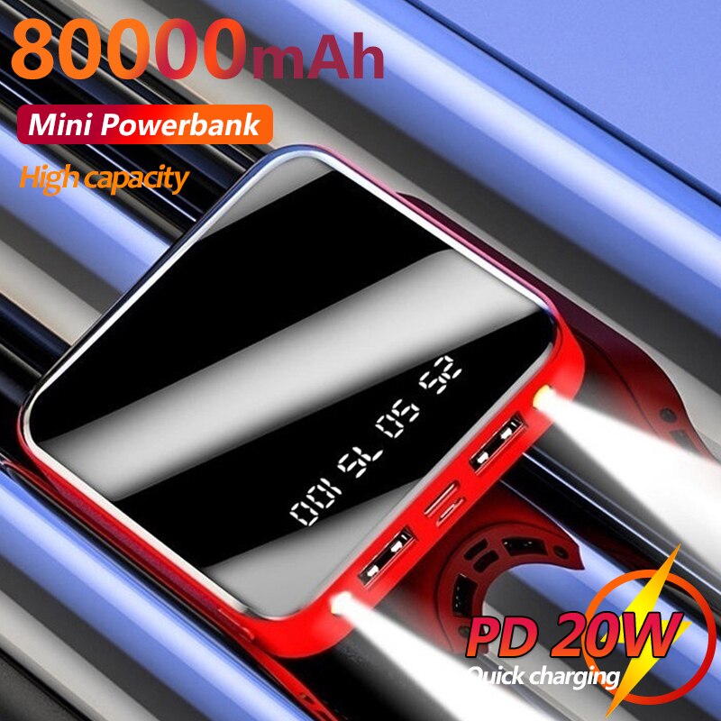 80000 Mah Mini Outdoor Draagbare Power Bank Digitale Display Voor Xiaomi Iphone Samsung Snelle Opladen Externe Batterij
