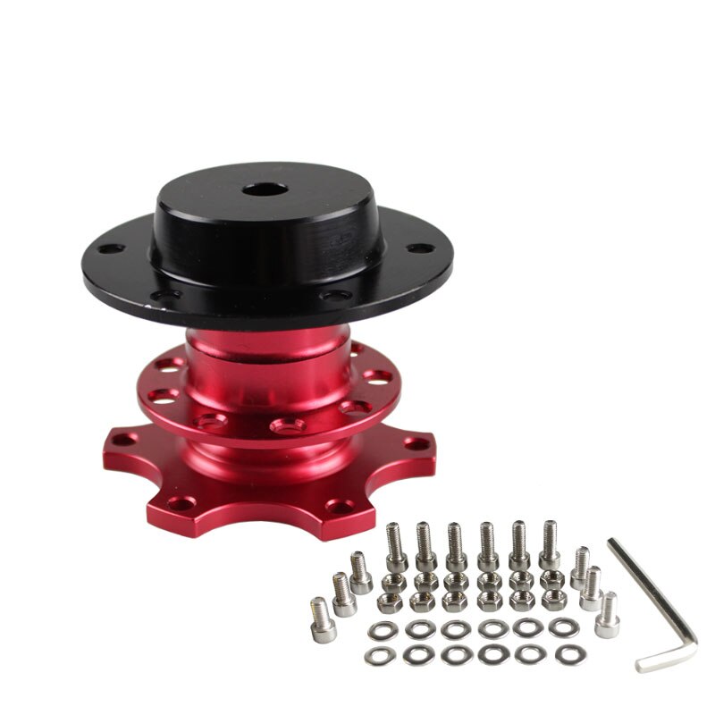 Universal Steering Wheel Quick Release Hub Boss Kit Wheel Hub Adapter For 6 hole Steering Wheel Hub: Red