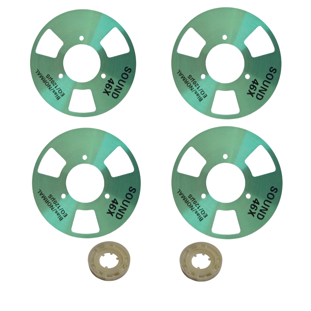 DIY zelfgemaakte muziek maken Open Reel Cassette Tape Kit Audio-opnamecassette voor TEAC (pak van 4 rollen + 2 wielen): GRIJS