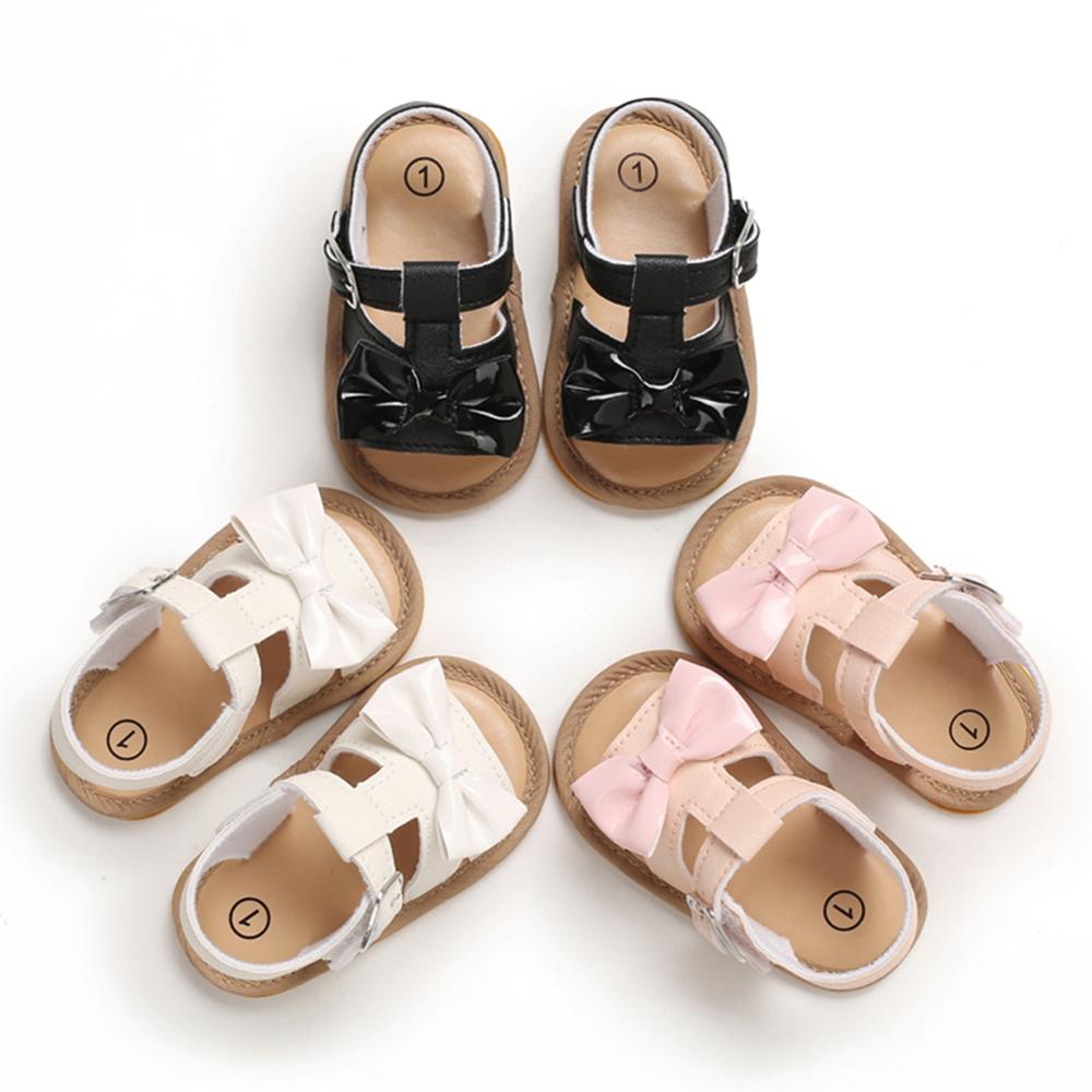 Été bébé filles Bow PU cuir fond souple bambin sandales 0-18 M