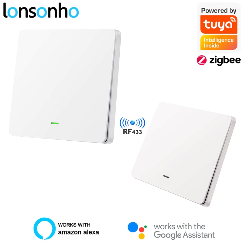 Lonsonho ZigBee + RF433 Smart Switch mit Wireless RF Schalter 2 Weg Control Mit/Keine Neutralen EU 220V schalter Unterstützt Zigbee2mqtt