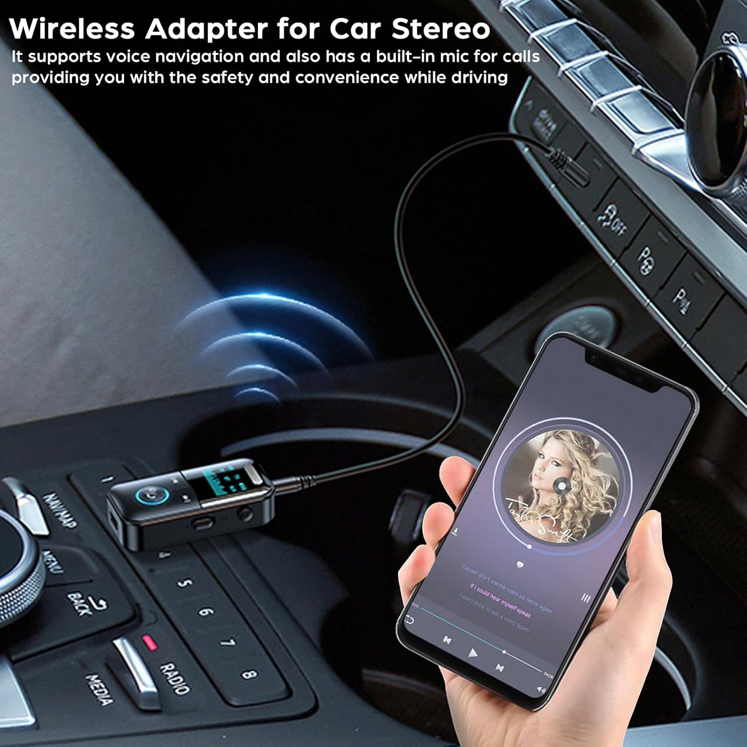 Adaptador aux bluetooth 5.4, transmissor receptor de áudio, entrada de 3.5mm, display led para carro/casa, estéreo/fones de ouvido com fio/alto-falante/tv