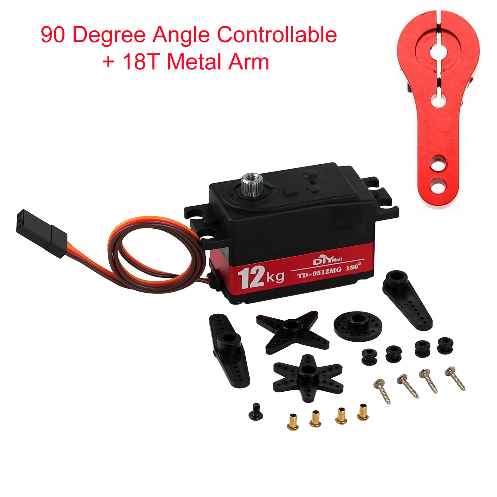 Servo numérique semi-métal TD-9512MG, 12KG, 4.8v-7.4v, mécanisme de direction 180/270/360 degrés pour voiture RC 1:8 1:10, voitures à dérive, coureur plat: Vert fluo