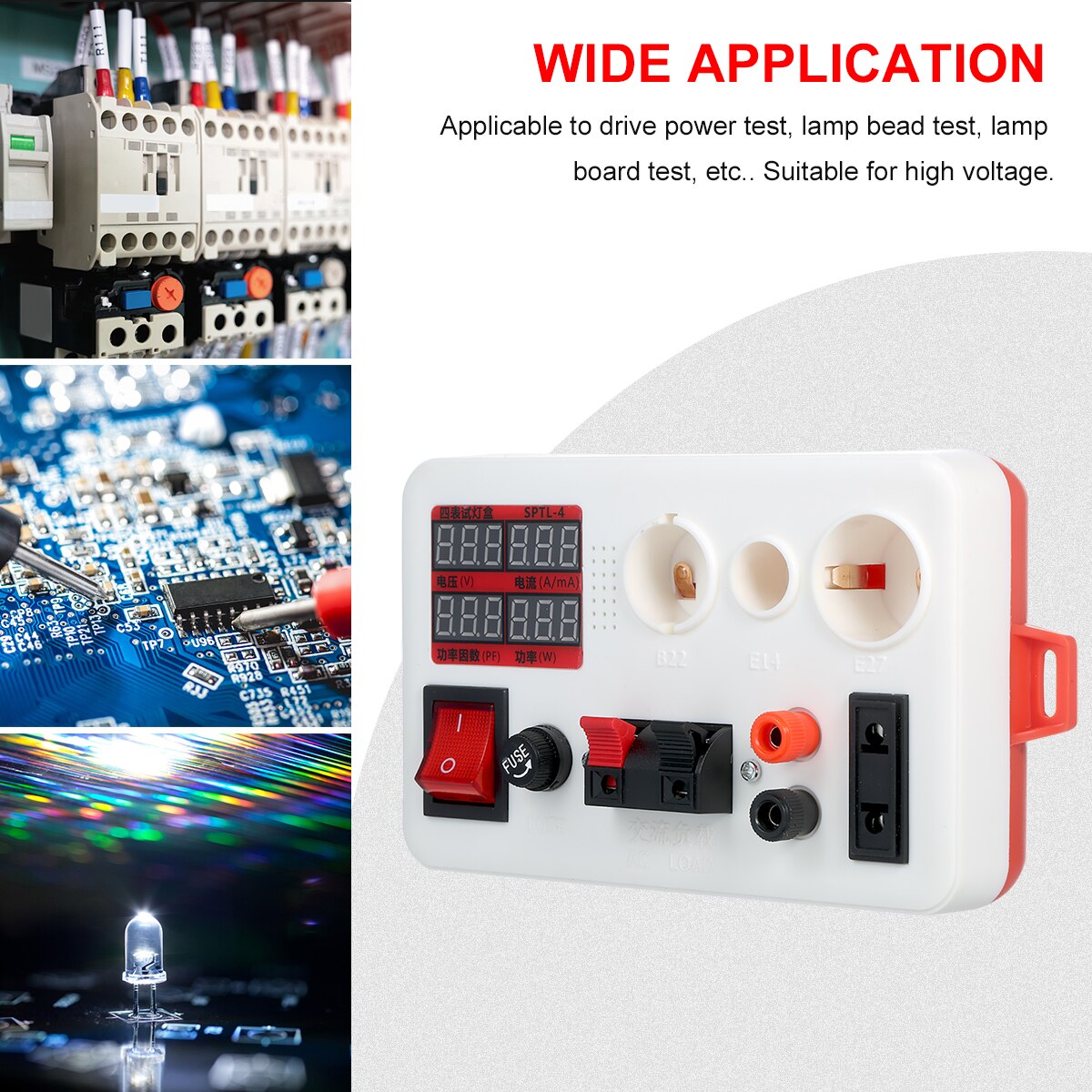 LED Power Tester Lamp Tester Box Test Clamp Electric Power Meter for Bulb Lighting Lamp Lantern Electric Parameter Measurement