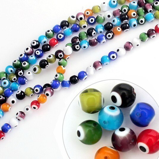 NiceBeads 10x12mm Red White Yellow Green Purple 20pcs Mixed Random Colors Lampwork Glass Mushroom Beads Fit Beading Jewelry DIY: 8mm round 48Pcs