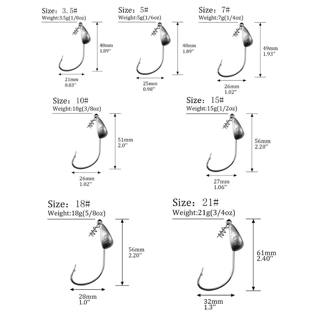 5 stücke Blei Jig Kopf Angelhaken 3,5g 5g 7g 10g 15g 18g 21g Schraube Jig Haken Angelgerät Jigköpfe Angelhaken Mit Spirale Schraube