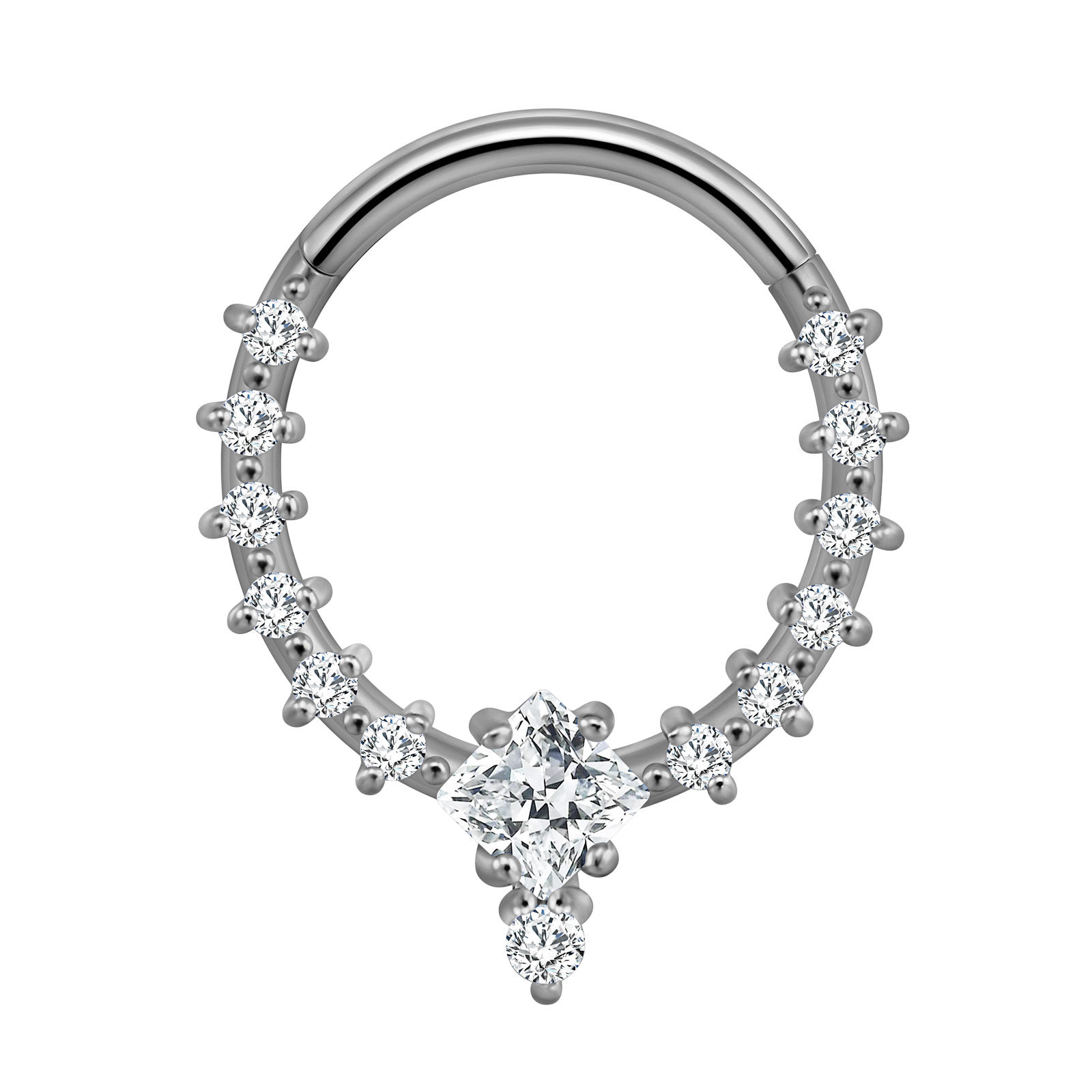 Wreath Septum Nose Ring Piercing Water Clicker 316L Stainless Steel Daith Clicker Helix Cartilage Earring BodyJewelry: Platinum Plated
