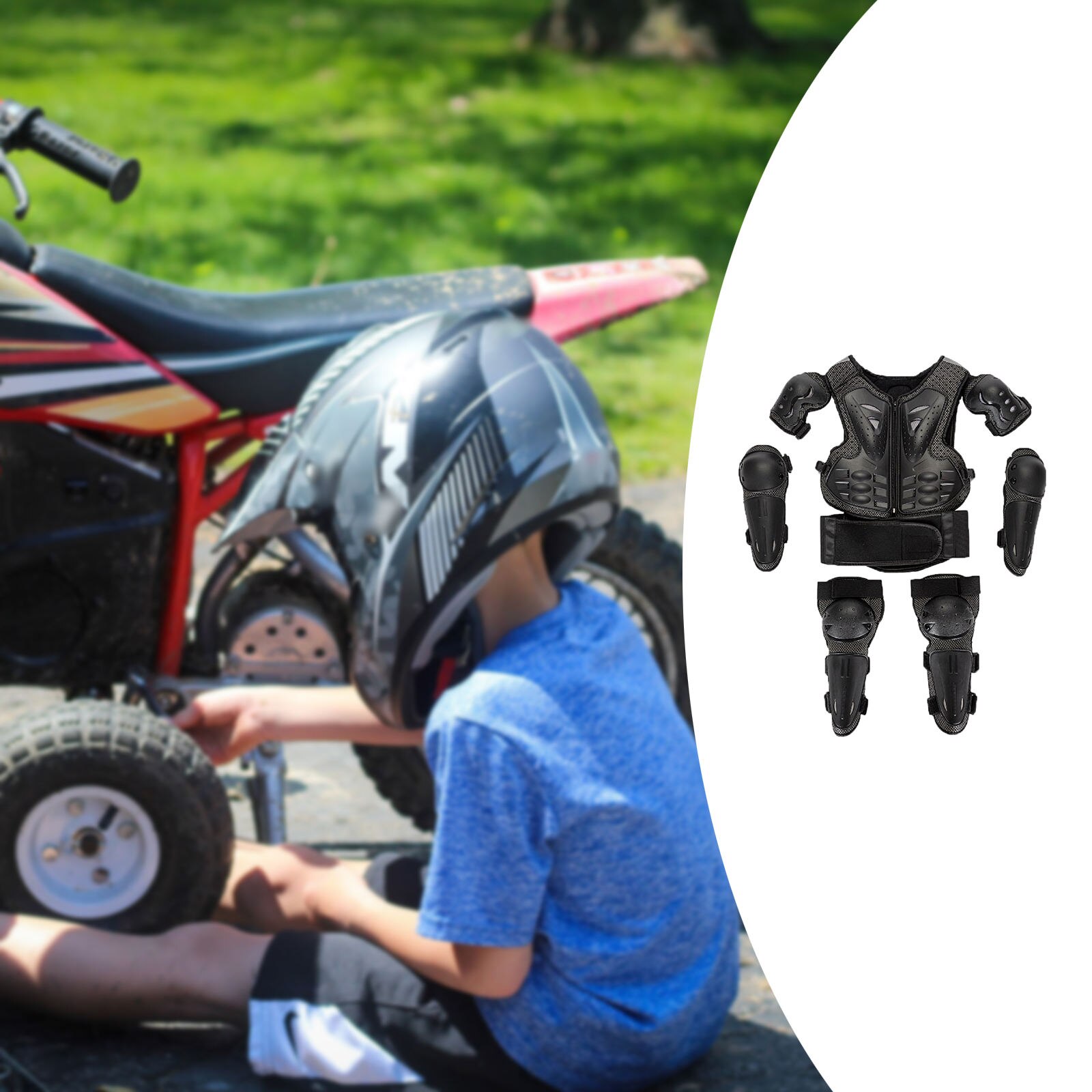 Kind Kids Kinderen Motocross Suit Borst Terug Protector Elleboog Kneepad