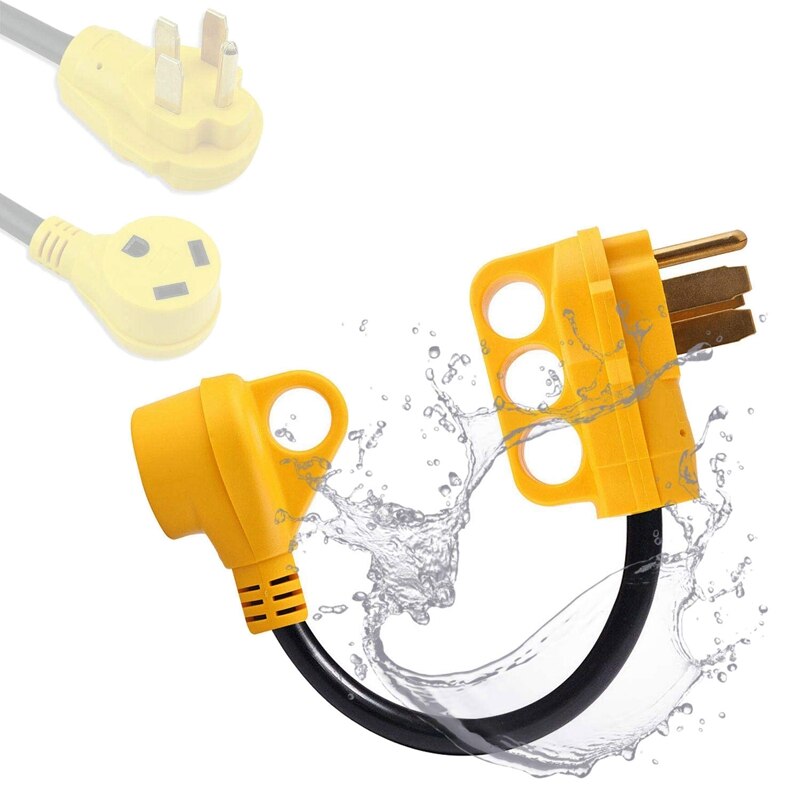 RV Trailer Plug 125V/3750W 50 AMP (14-50P) To 30 AMP (TT-30R) Adapter Copper Wires Male To Female Outlet RV Adapter for Trailer