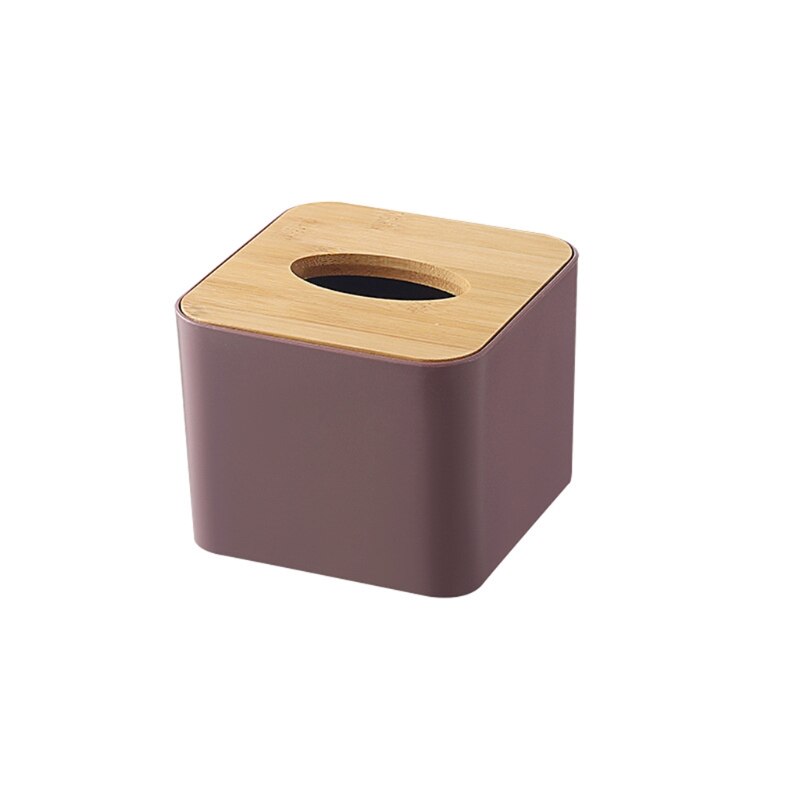 Plastic Tissue Box Bamboo Cover Napkin Paper Dispenser Organizer Cosmetic Storage Remote Control Container for Office