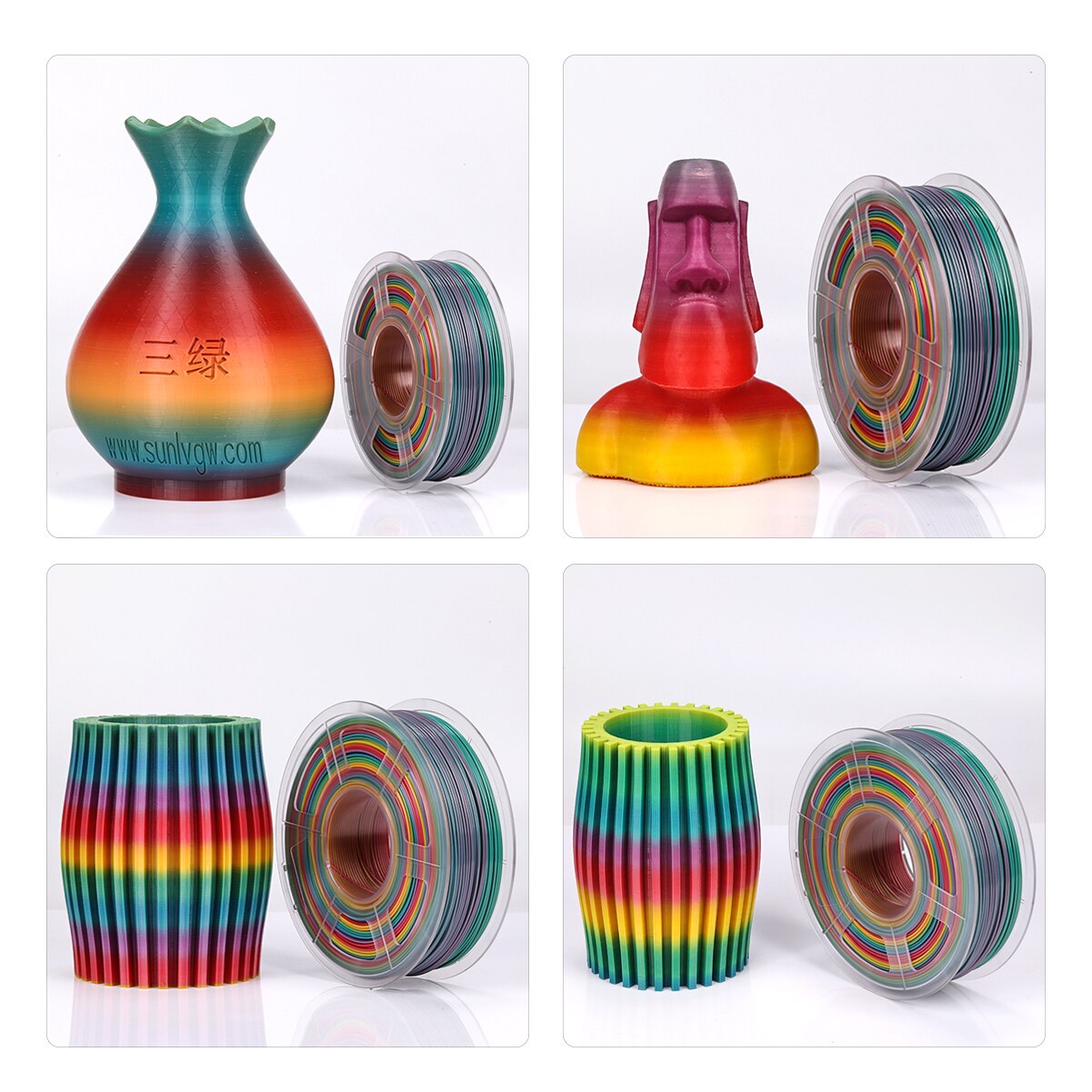 SUNLU PLA Filament 3D Printer Filament PLA Rainbow Plastic 3D Filaments 1.75MM 1KG Dimension Accuracy +/-0.02mm