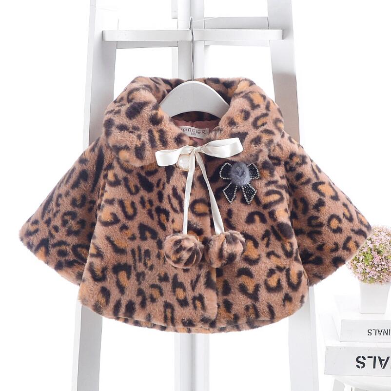 Päls fleece rockar för spädbarn flickor faller varma tjocka vinterkläder barn leopard ull ytterkläder flicka sjal barn kostym