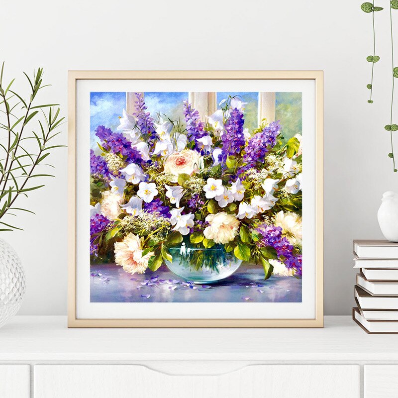 Lila Blume Diamant stickerei kreis Gerät diamant malerei strass kristall malerei Heimat dekoration