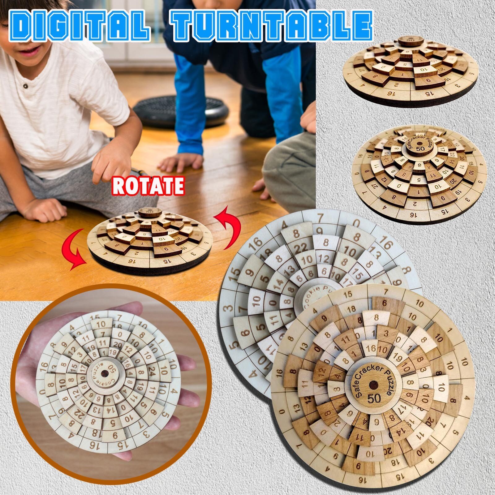 Digitale Huarong Road Houten Puzzel 50 Digitale Draaitafel Hoge Moeilijkheidsgraad Wiskundige Hersenen Brandende Kids Volwassen Puzzel Speelgoed