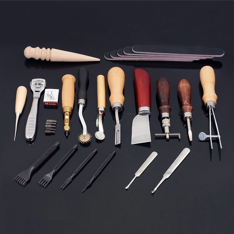Leather Craft Set Sanding Tool for Marking, Sanding Shovel Trenching Drilling Leather Cutting Knife Set Leathercraft