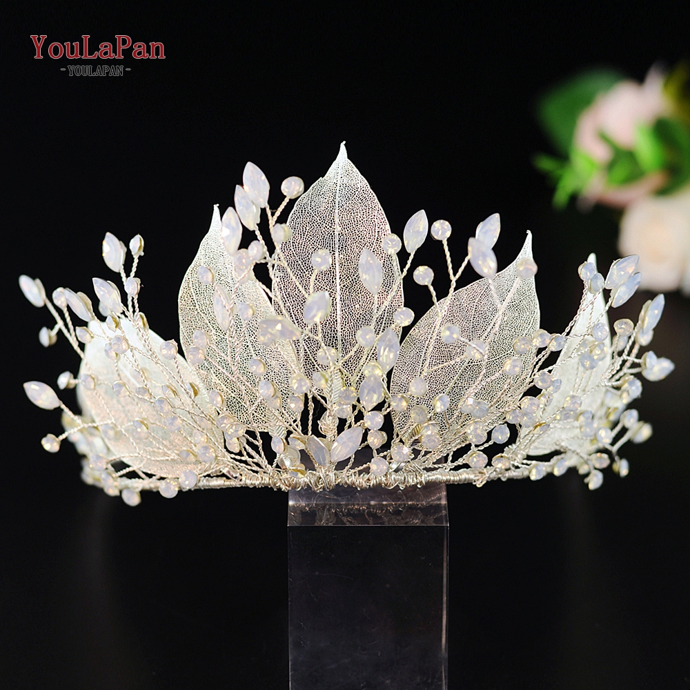 TOPQUEEN-corona de dos colores para boda, diademas de hojas hermosas, banda para el pelo de para mujer, accesorios de novia elegantes simples