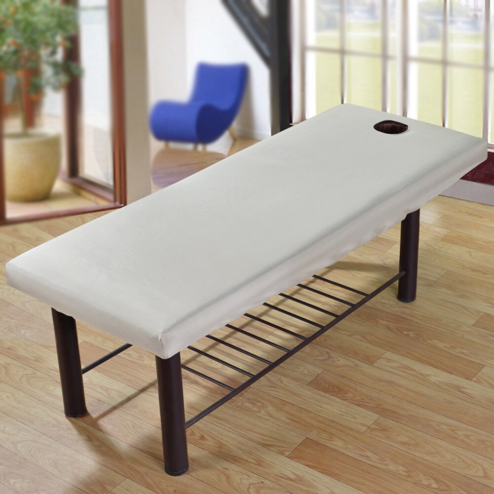 Solid sofadæksel forreste hul blød genanvendelig all-round wrap wrap firkantet hoved monteret massage polyester lagen elastisk salon: Lysegrå