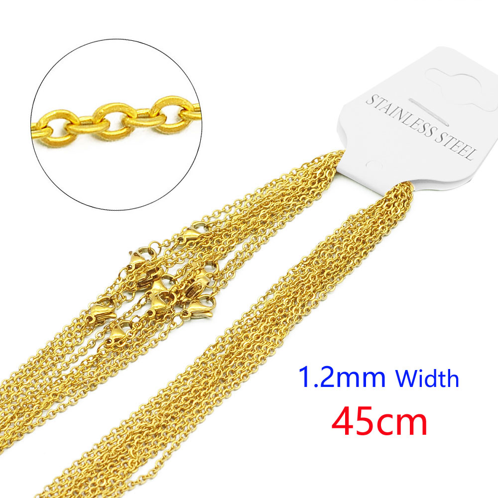 10pcs/Lot 304 Stainless Steel Cable Link Rope Chain Necklace for DIY Jewelry Making Silver Gold Color O Chains Choker Necklaces: MULTI