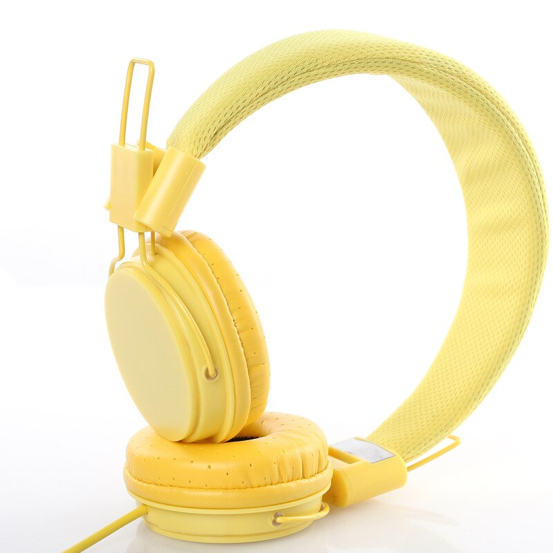 Luxury Headband Wired Big Headphones with Mic Portable Foldable On-Ear Headset with Microphone for Phones xiaomi PC Girls Kids: EP05 yellow