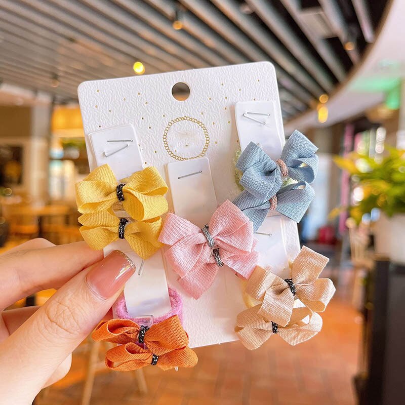 10 pz/lotto Bowknot accessori per capelli per bambini principessa ragazze Solid Dot fascia per capelli copricapo bambini corde per capelli elastici copricapo: style1