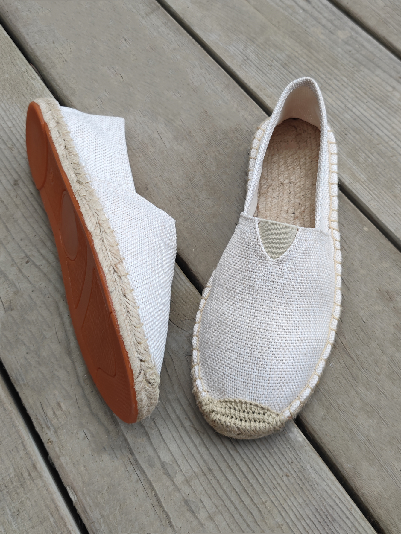Scarpe da donna in lino da cucire Mocassini slip on Scarpe casual Espadrillas da uomo Scarpe basse in tela di canapa Calzature da guida per pescatore taglie forti: WHITE / 39
