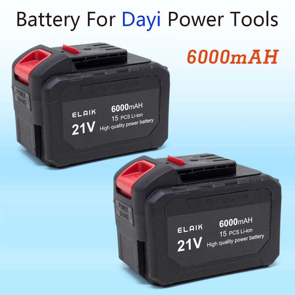21V 6AH 4AH 2AH krachtige duurzame lithiumbatterij, oplader, geschikt voor Dayi 21V Volt Vervang batterij voor schroevendraaier